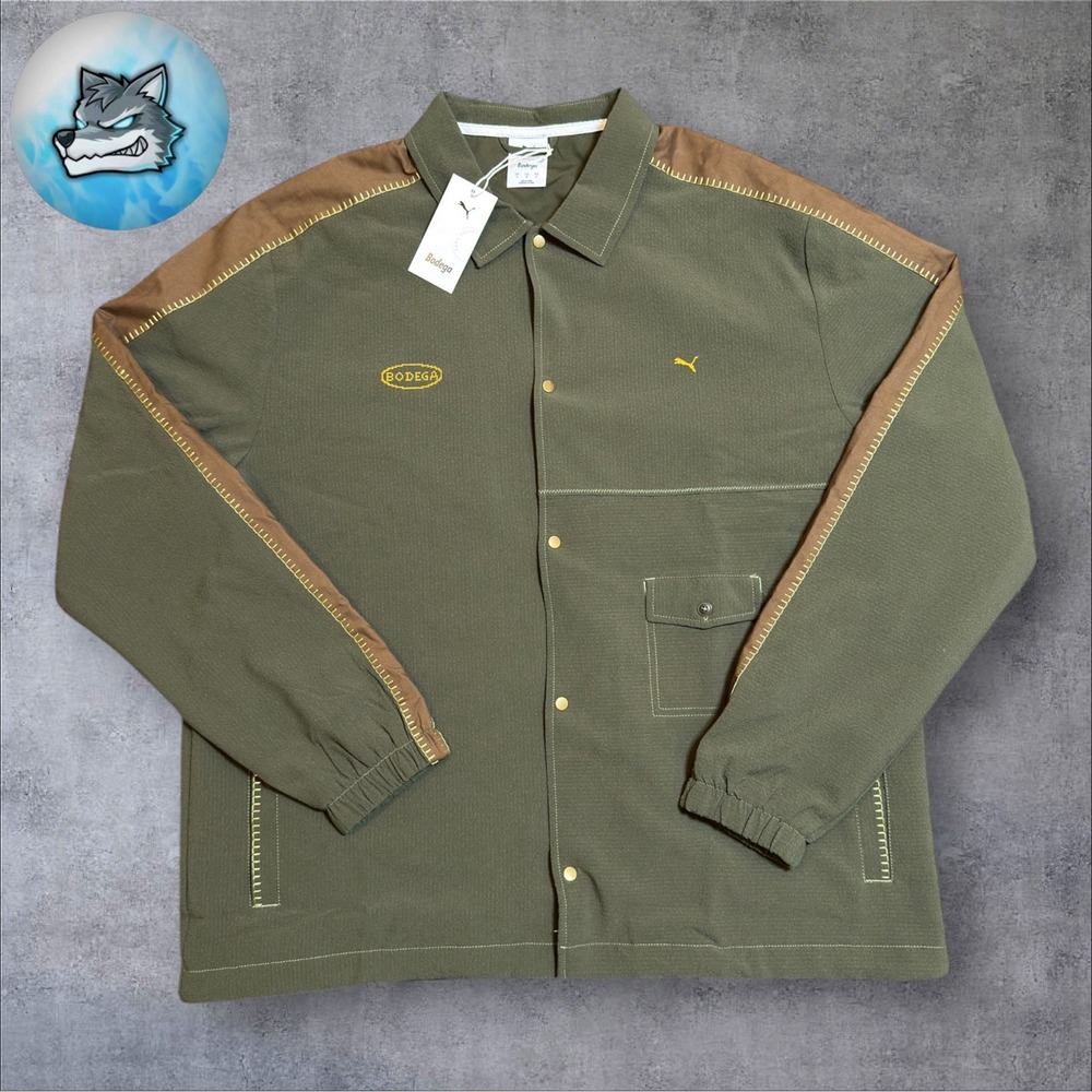 Puma x Bodega T7 Coaches Jacket Dark Olive Green Quickstrike Size L 633483 70